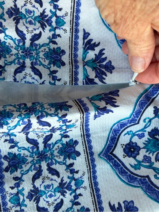 Talbots White Tank Top with Blue & Teal Tile Print - Picture 4 of 10